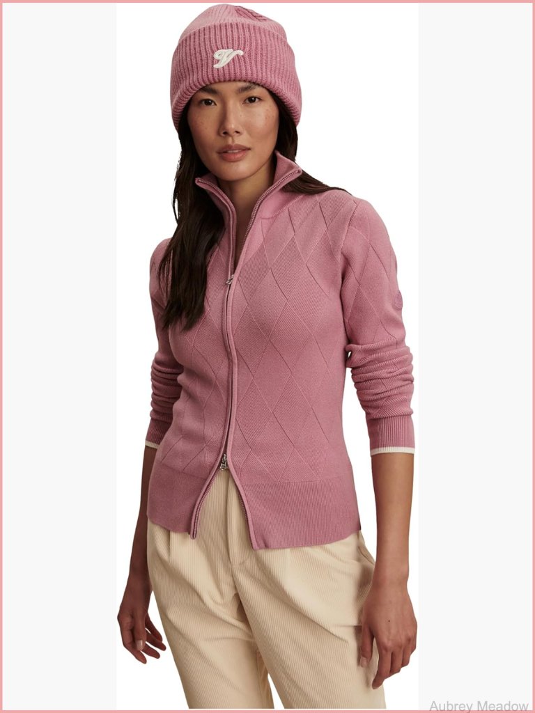 Zip Front Cardigan Sweater With Stand Collar Long Sleeve Classic Fit